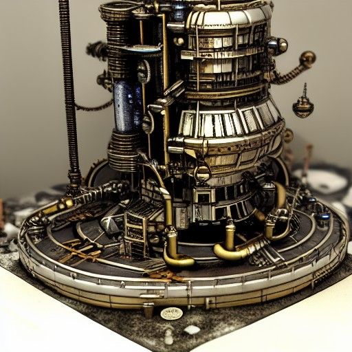 Steampunk Moon Base Engine on Lunar Surface