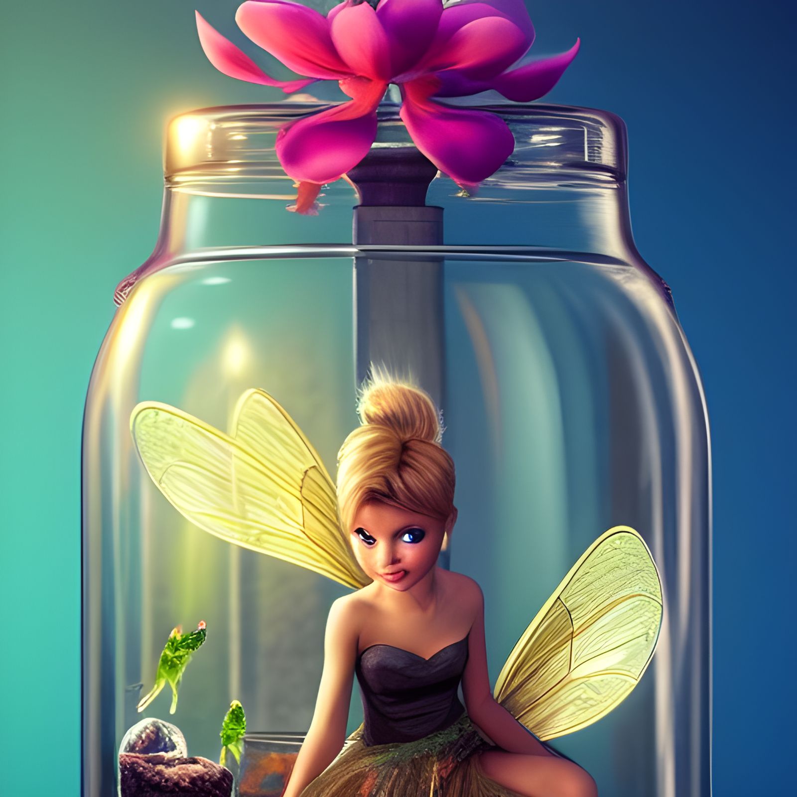 Tinkerbell in a Jar: Hyperrealistic Digital Art