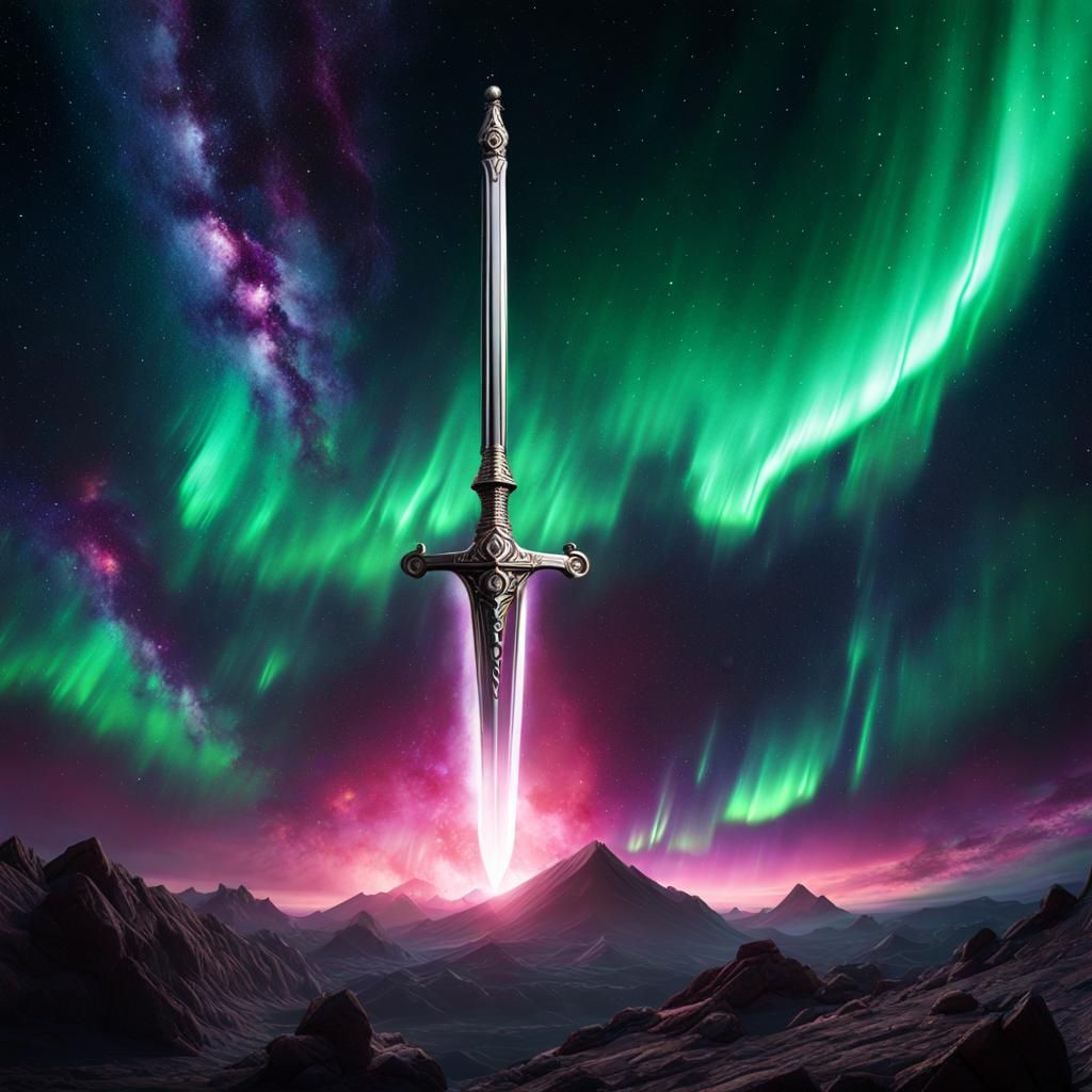 Jeweled Nebula Sword in 3D Cinematic Style