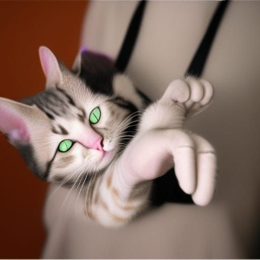 Creepy Cat with Human Hands