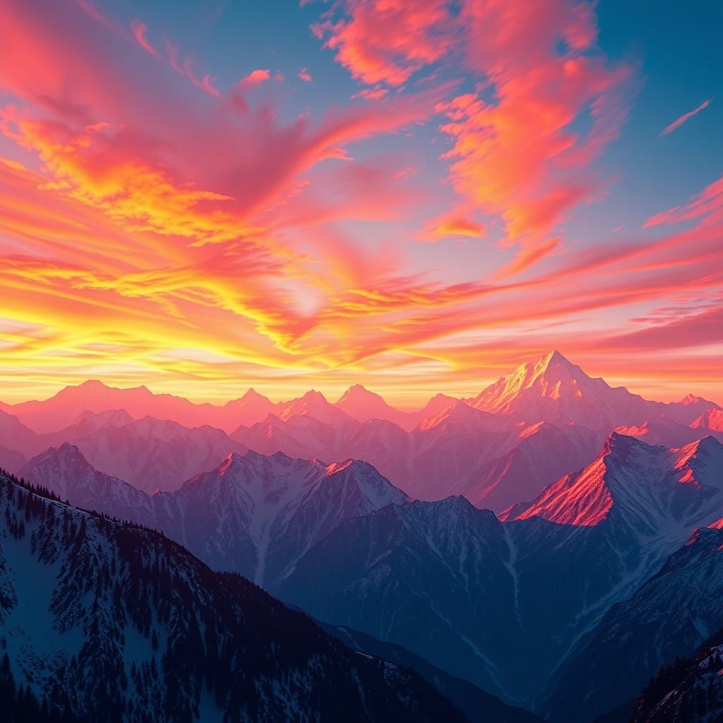 Majestic Himalayas during sunset