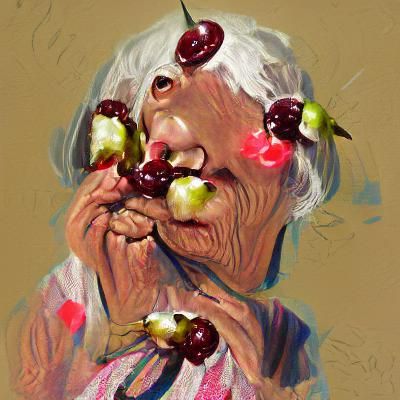 Old Woman's Cherry Delight: An AI Interpretation