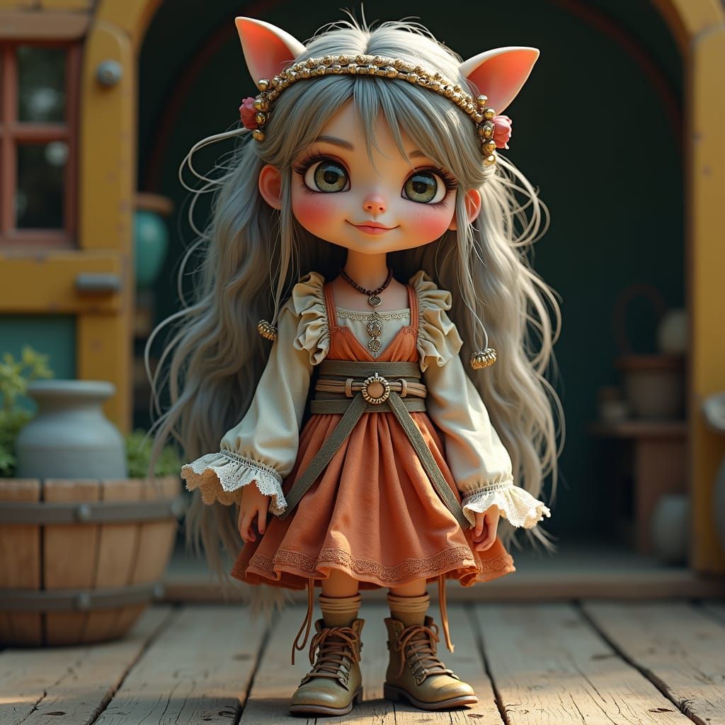 Whimsical Boho Gypsy Girl in Digital Art