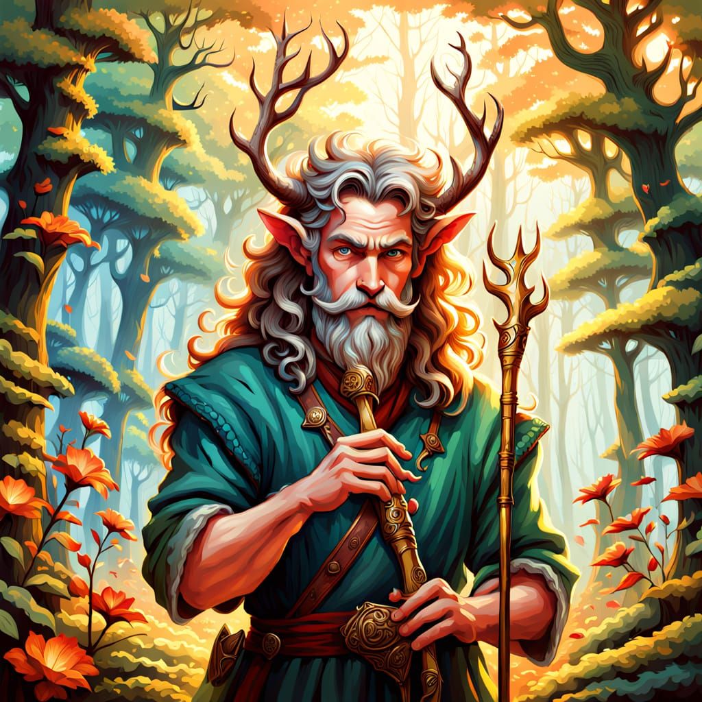 Whimsical Faun in Sunlit Forest