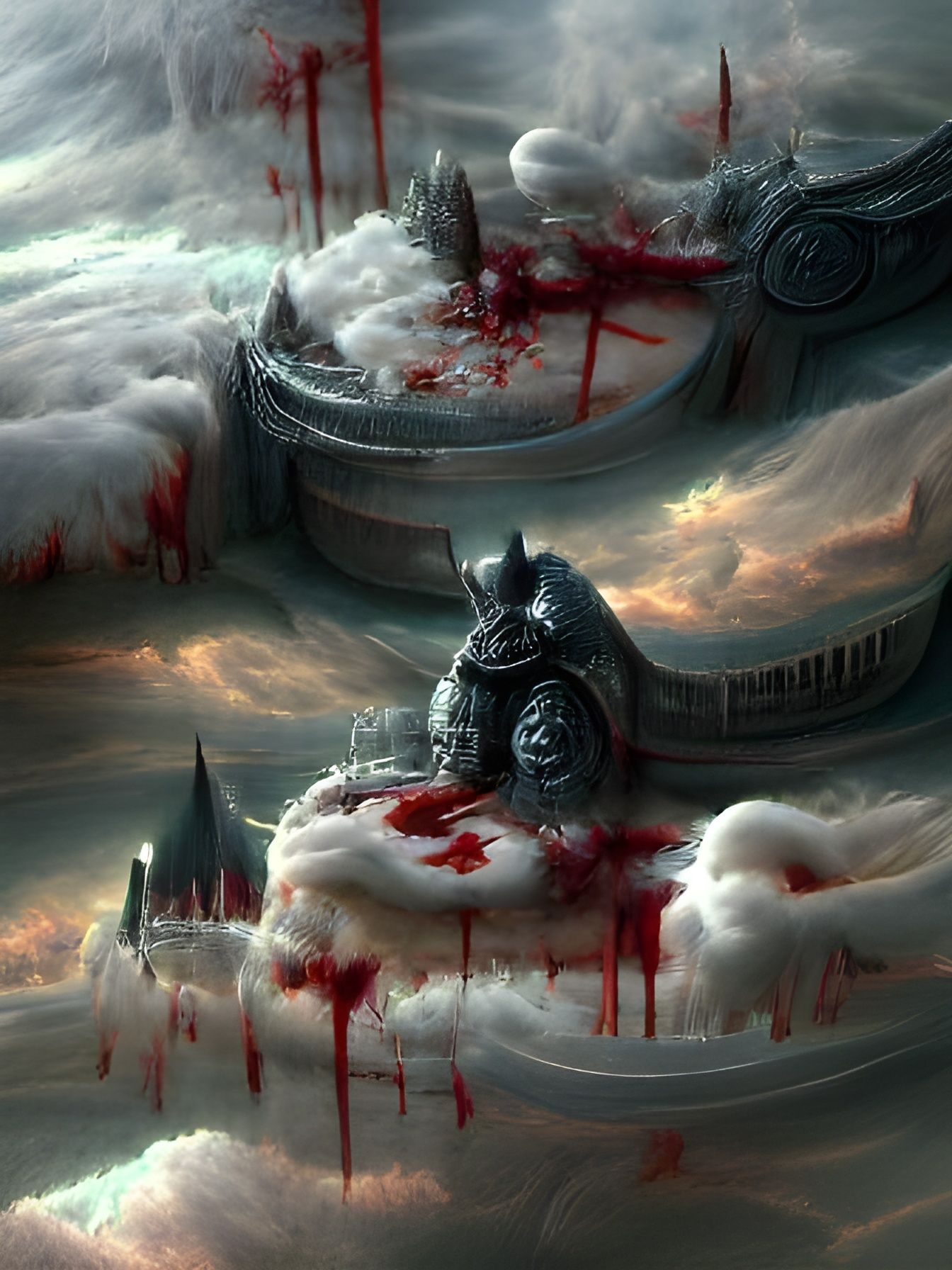 Ominous Knight Prepares for Battle: Detailed Matte Painting