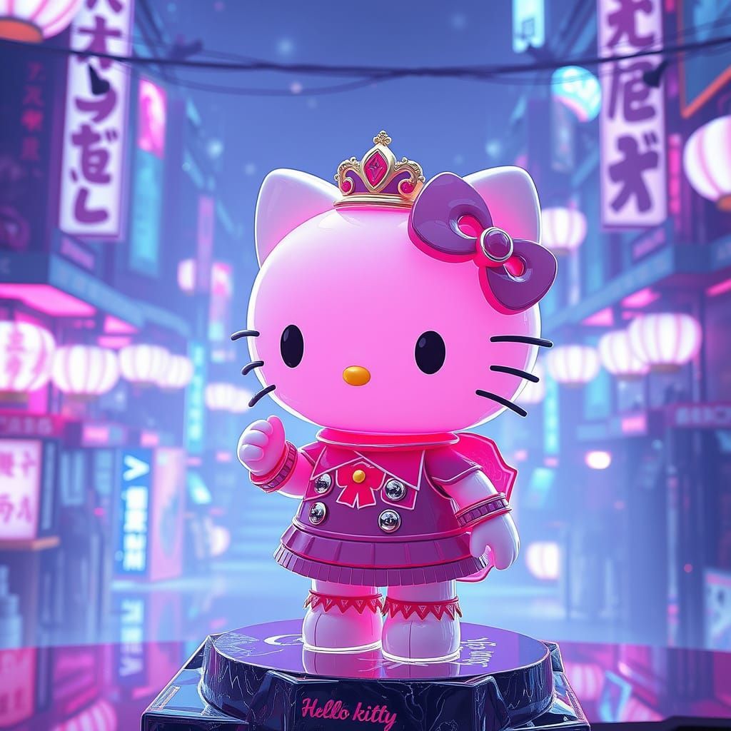 Hello Kitty in Vibrant 3D Anime Art Style