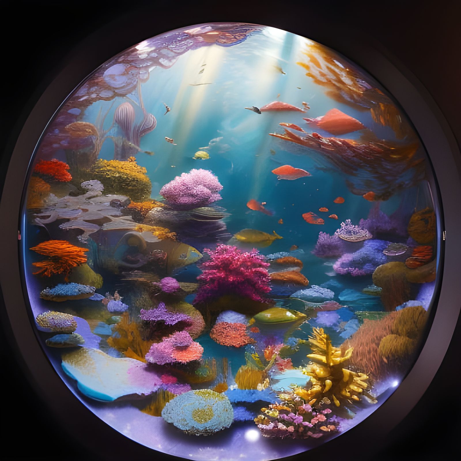 Underwater Wonderland Porthole in Anime Fantasy Style