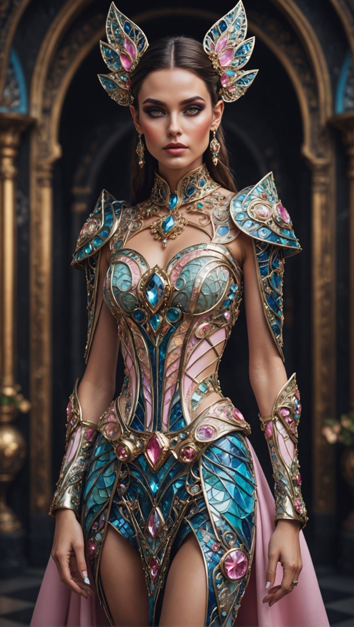 Glamorous Woman with Elf Ears in Hyperrealistic Style