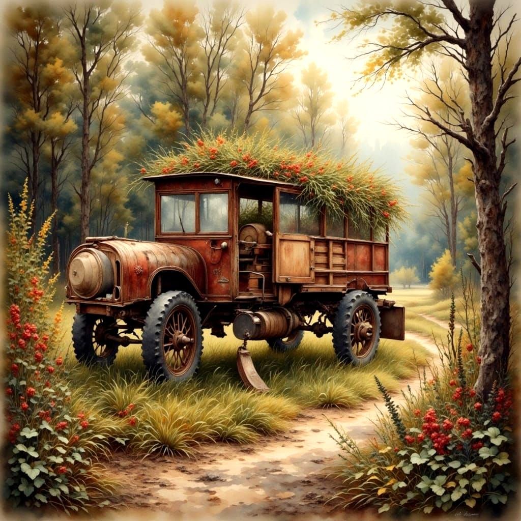 Festive Holly Christmas Scene in Watercolor Style