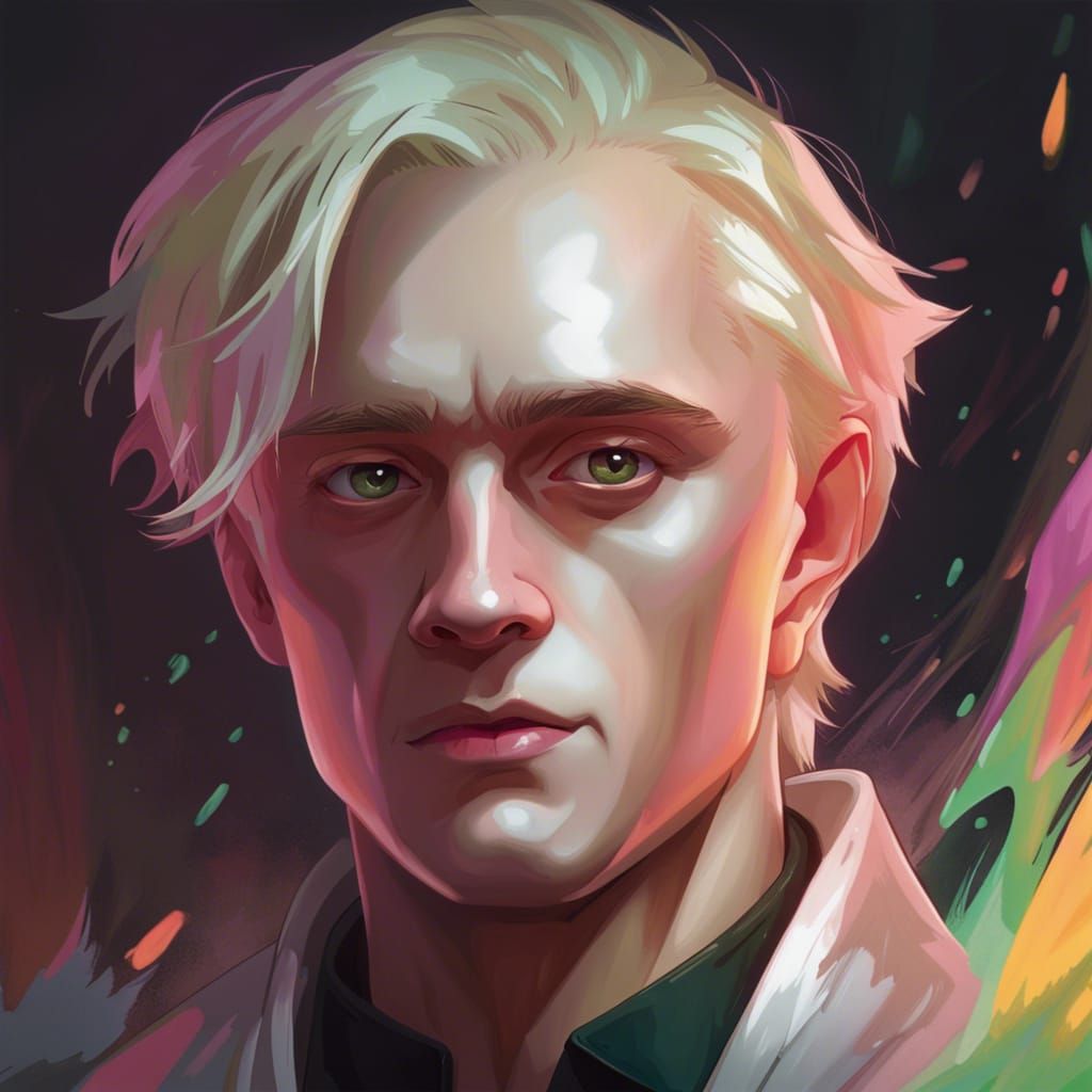 Detailed Portrait of Draco Malfoy in Art Nouveau Style
