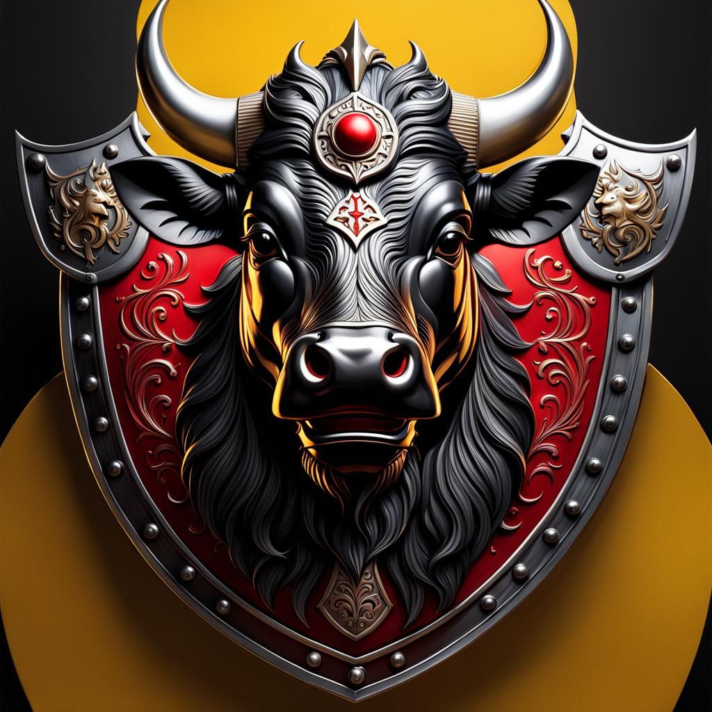 Medieval heraldic Bull shield