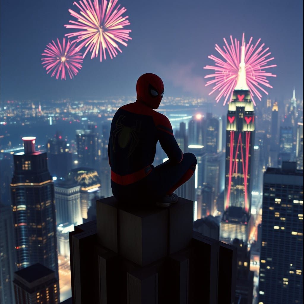 Epic New York City Nighttime Marvel Scene