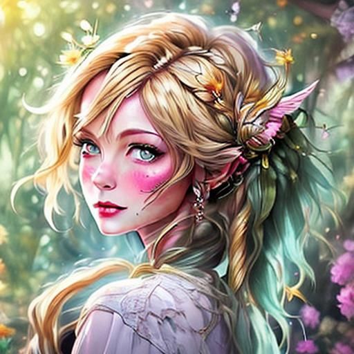 Anime Angel in a Serene Garden