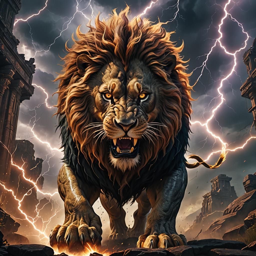 Lightning Lion: Detailed Fantasy Concept Art
