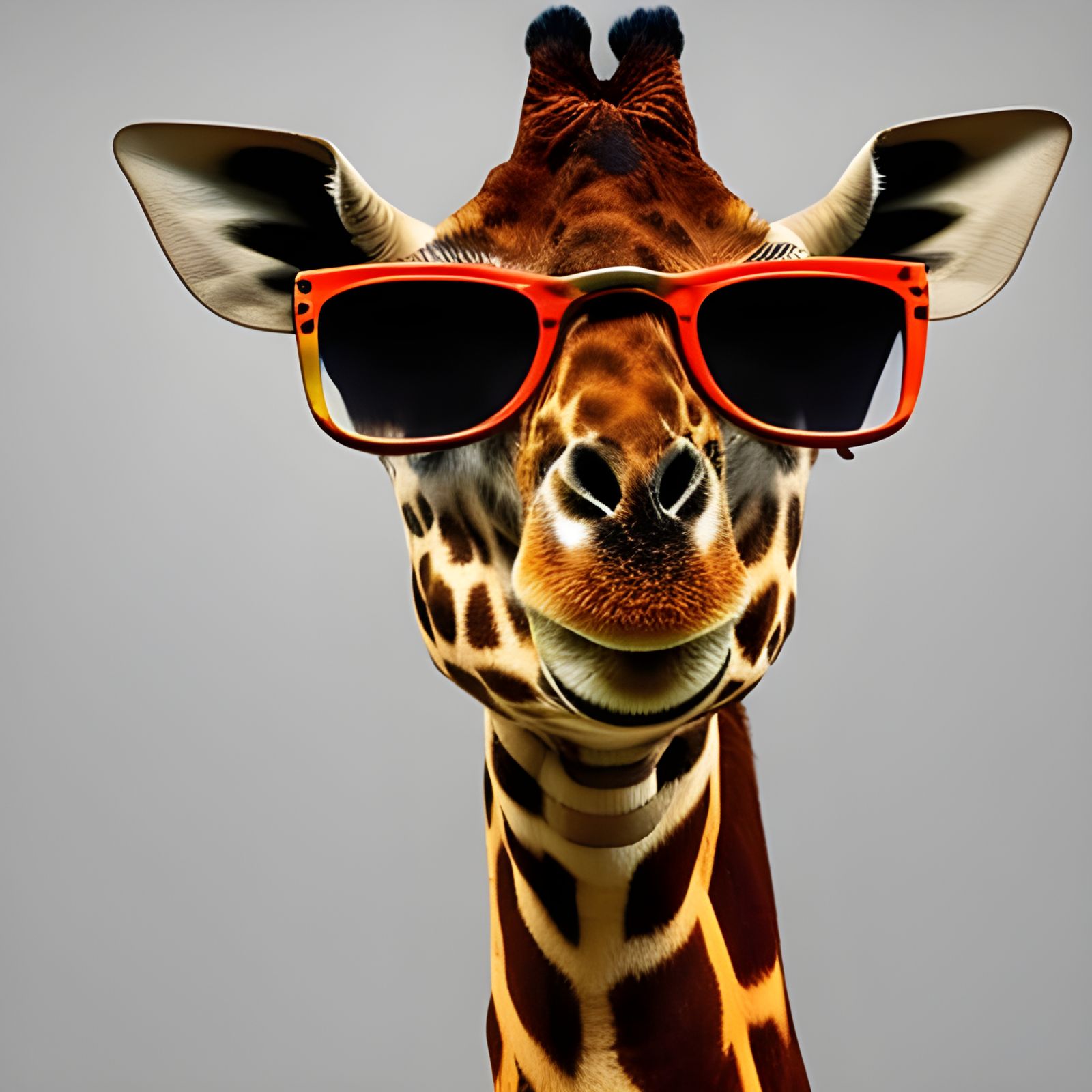 Funky Eyewear Giraffe in Hyperrealistic Splash Art