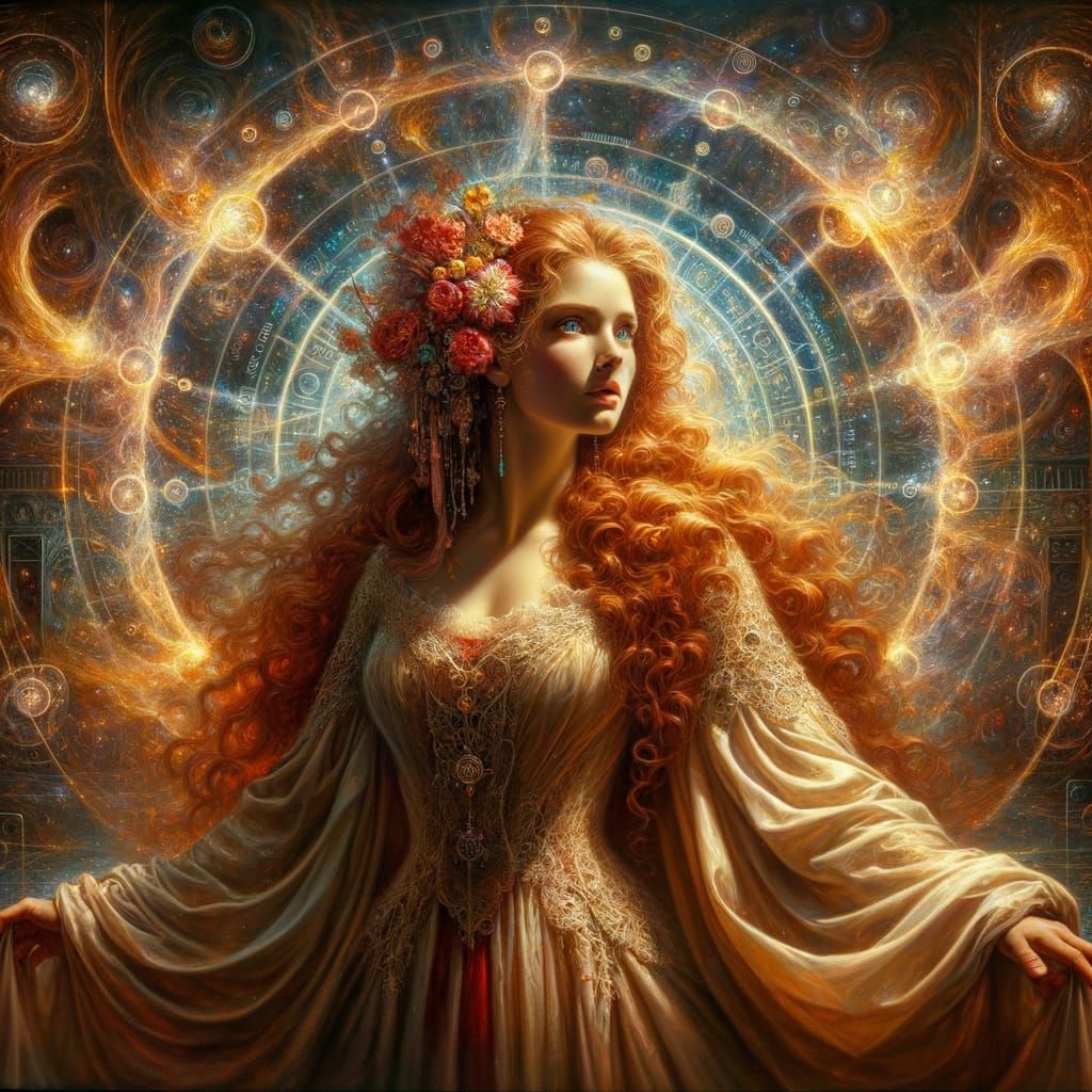 Woman and Otherworldly Portal as Renaissance Painting