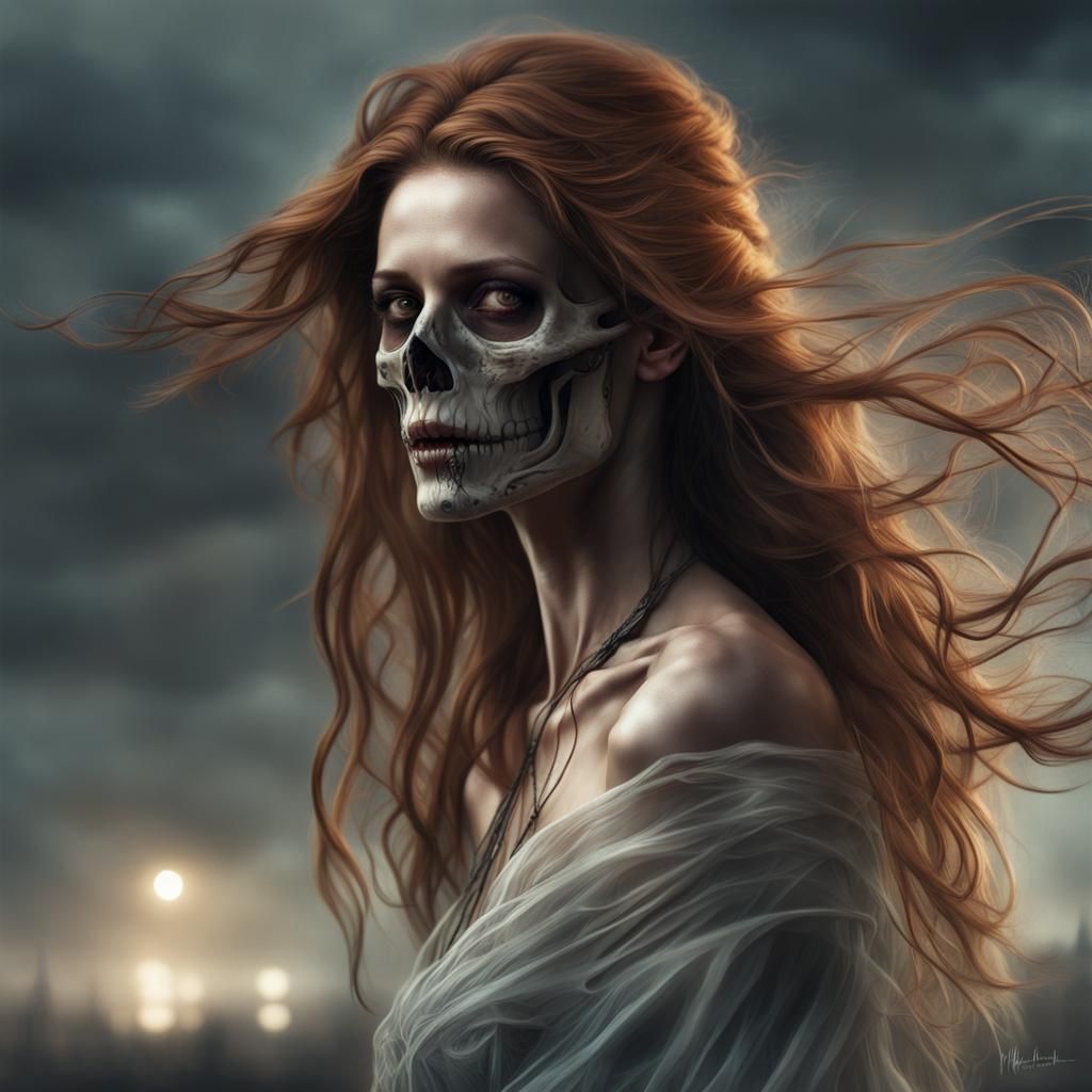 Post-Apocalyptic Bride Portrait in Hyperrealistic Style