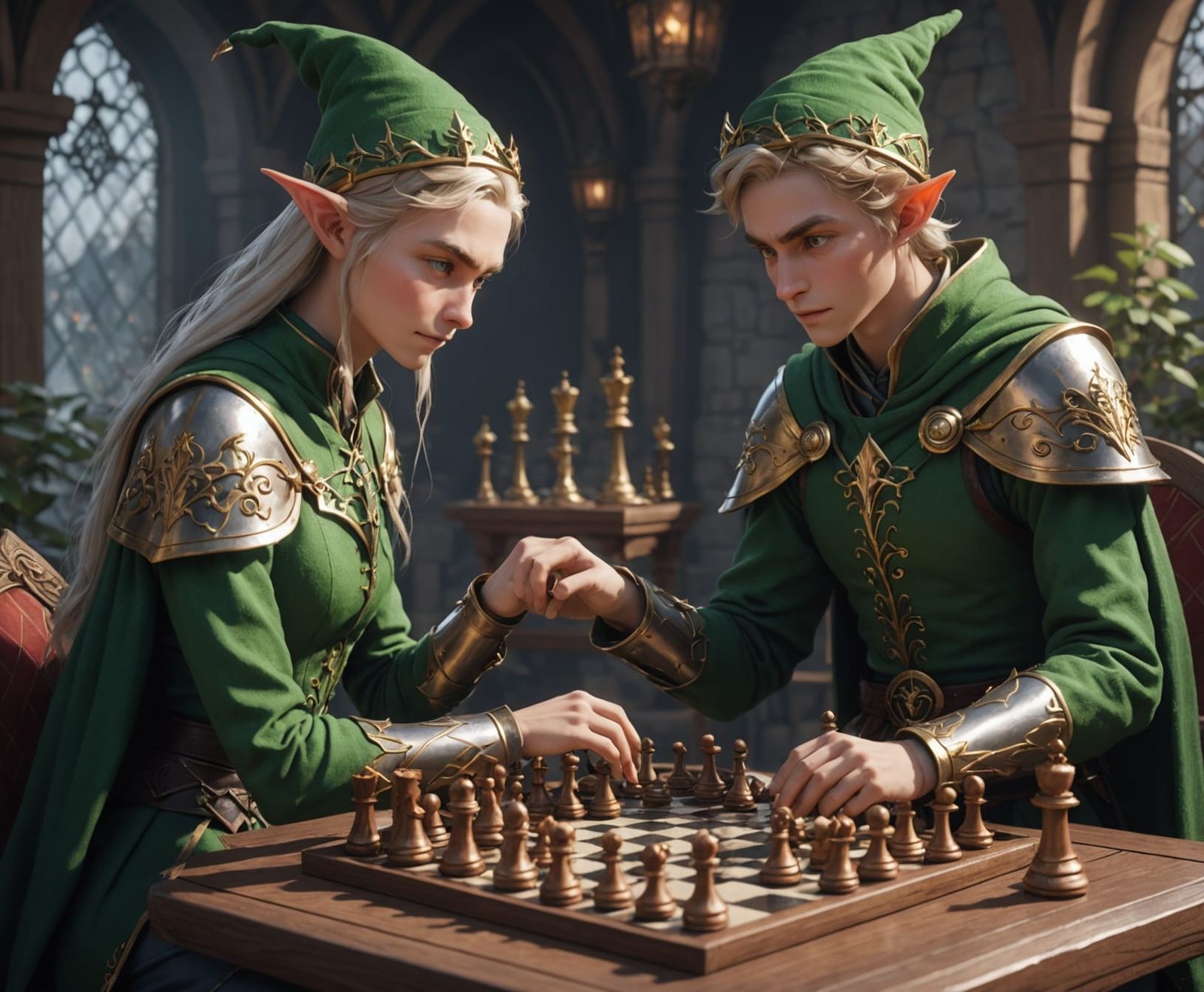 Two Elves playing chess