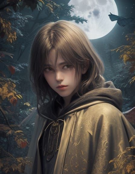 Moonlight Moth Prince in Grunge Oil Painting Style