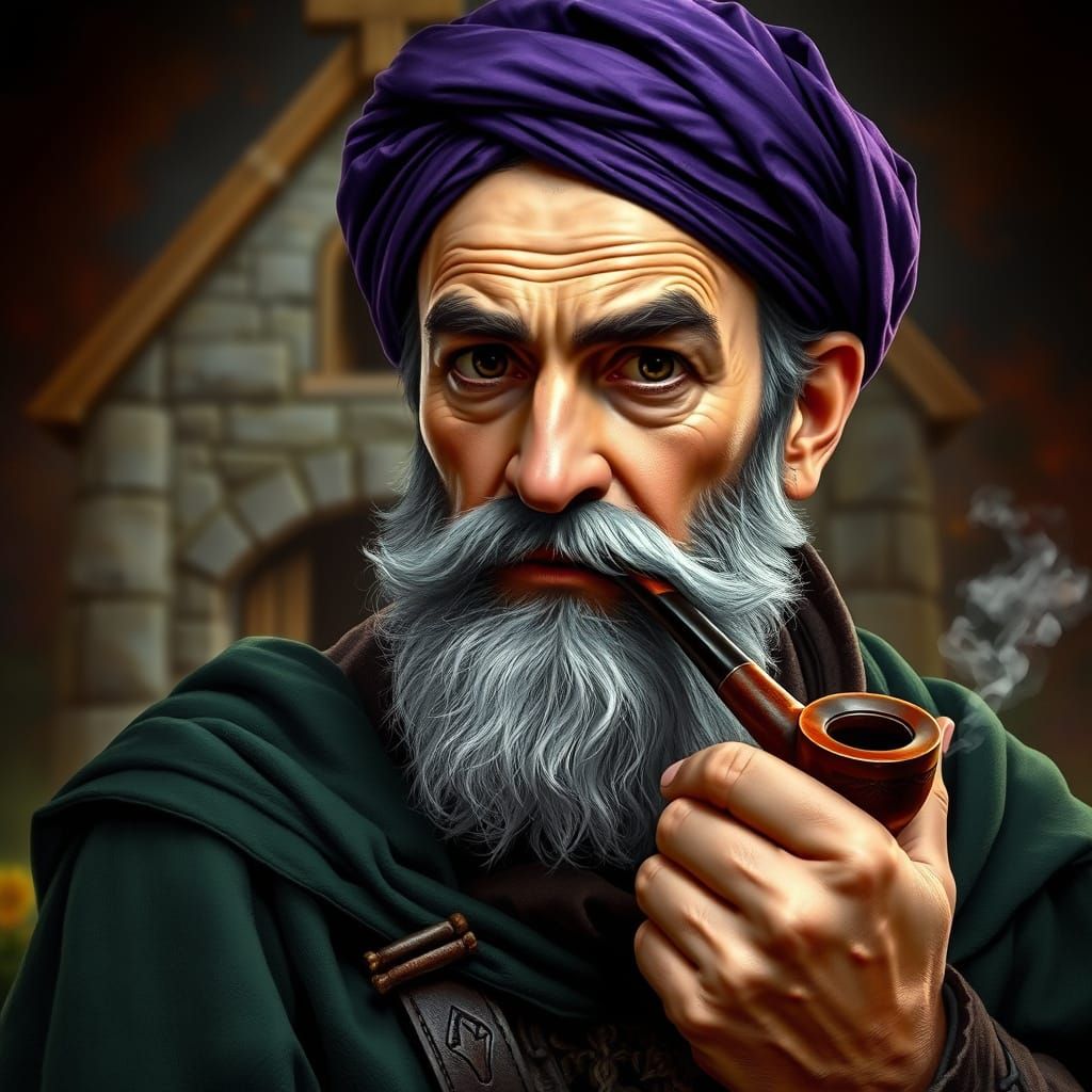 Medieval Nobleman Smokes Pipe in Wilderness Keep