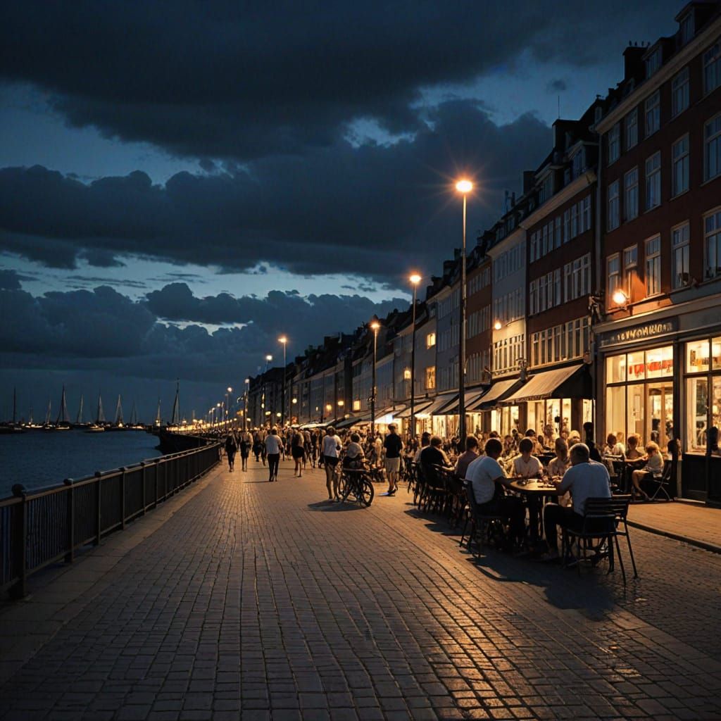 Sinister Copenhagen Seaside Boulevard, Dark Fantasy Art