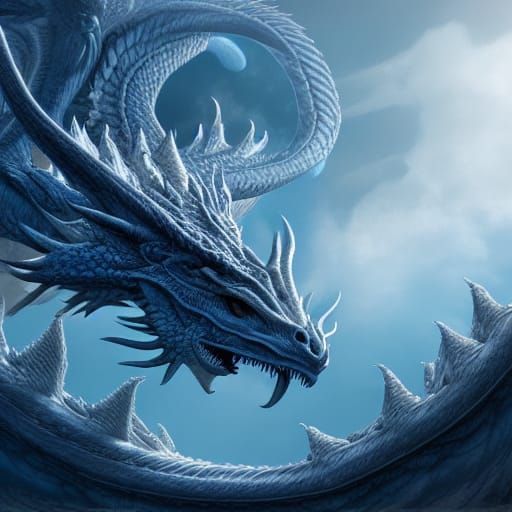 Majestic Ice Dragon: Hyper-Detailed Celestial Art