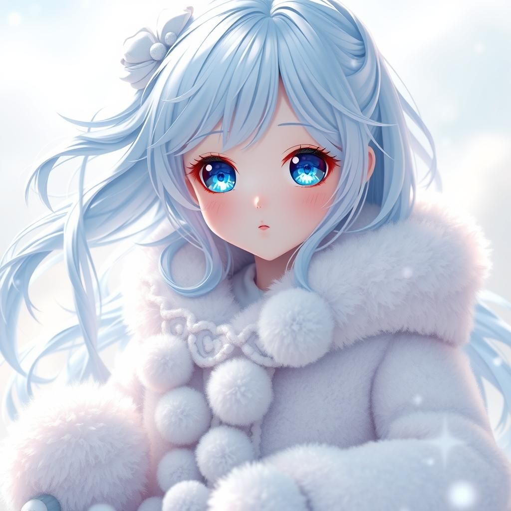 Anime-Style Heroine with Flowing Hair and Ethereal Design