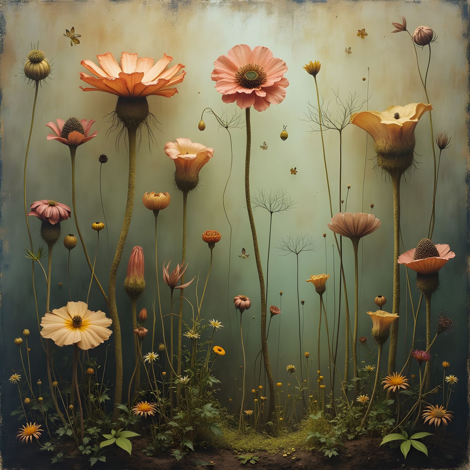 Abstract Botanical Art of a Tangled Wild Garden