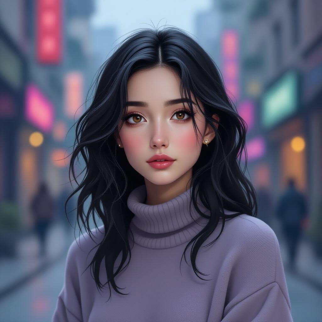 Cyberpunk Portrait: Moody Hana with Neon Accents