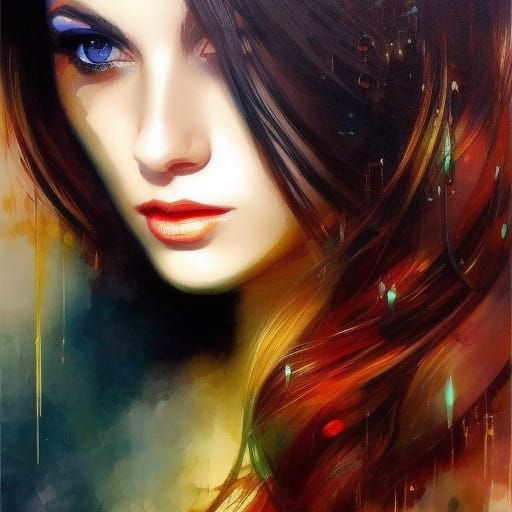 Double Exposure Portrait with Golden Outlines