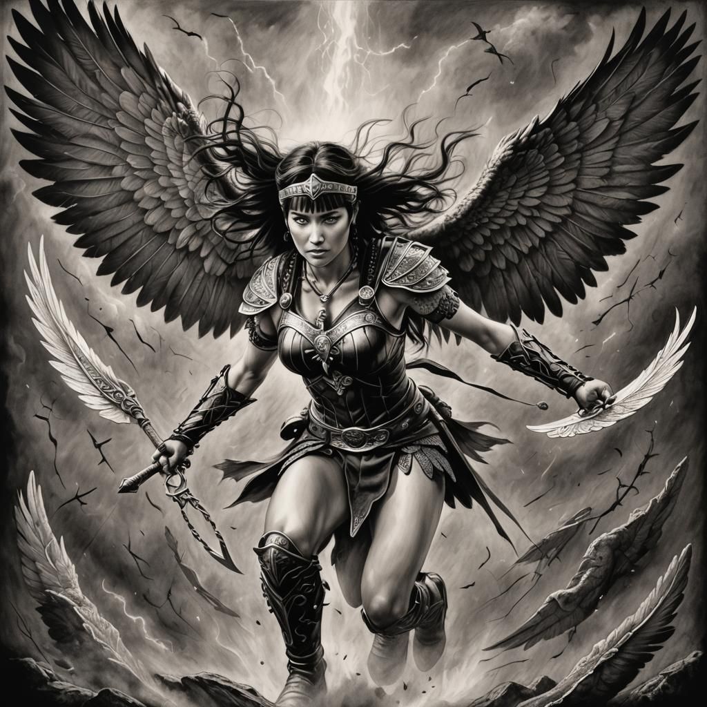 Xena and Callisto: Amazon Warriors in Charcoal