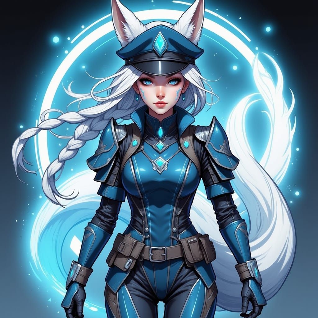 Mystical Kitsune Girl in Anime Key Visual Style