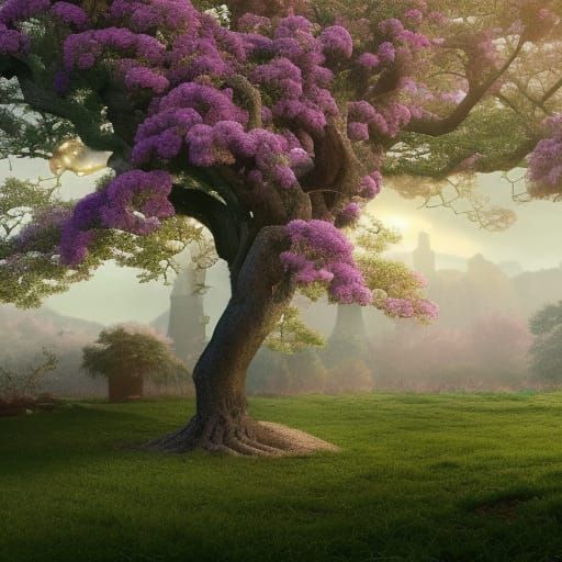 Sugar Plum Tree in a Flower Garden