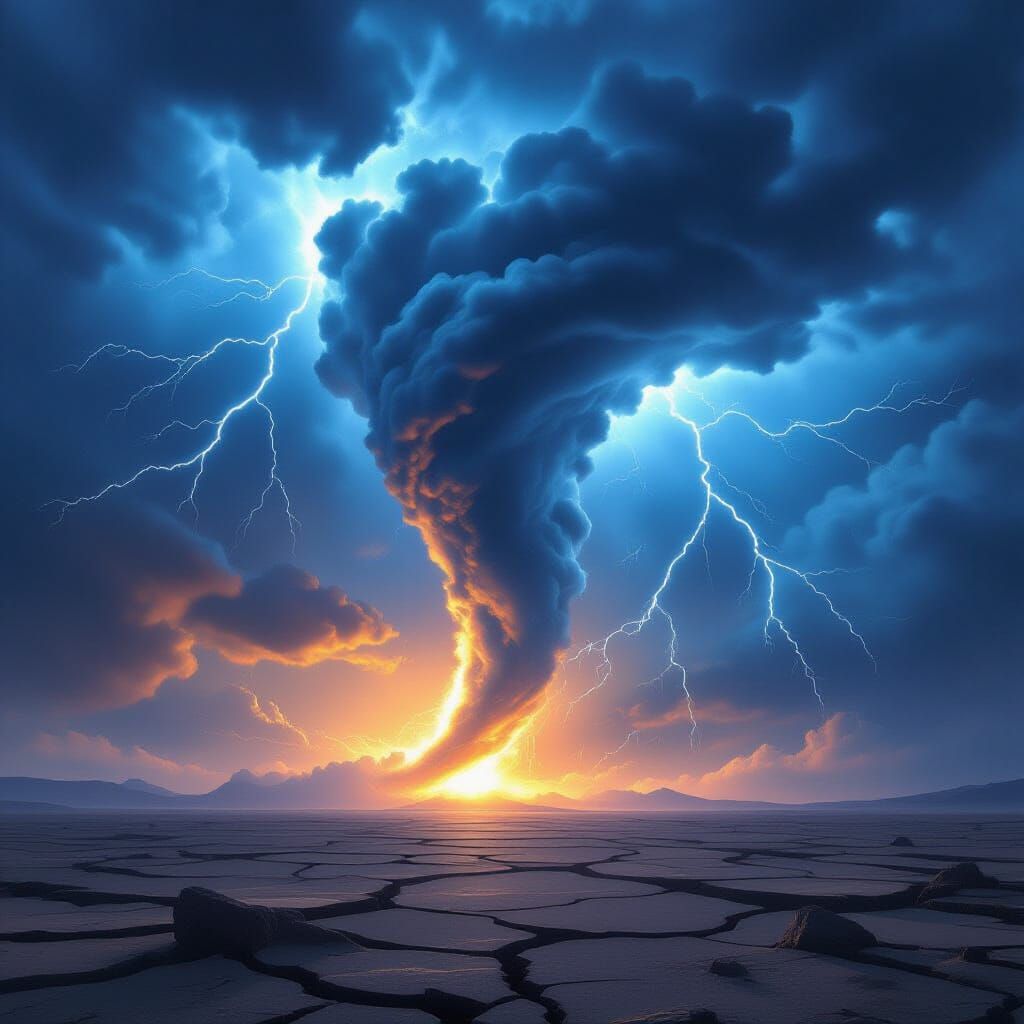 Colossal Tornado Rips Through Desert Landscape