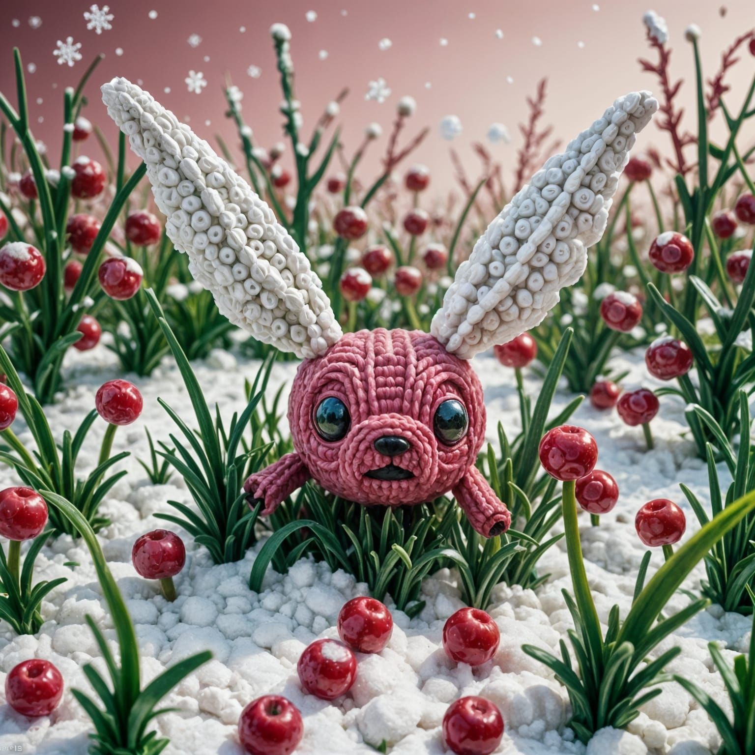 Surreal Flying Grass with Lego Ears in Abstract Impasto Pain...