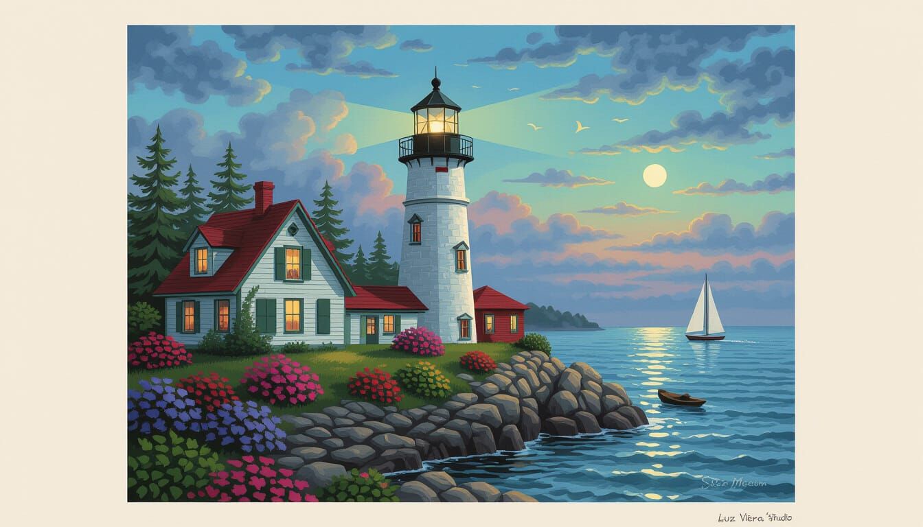 Pink Leopard Print Lighthouse in Glass Style