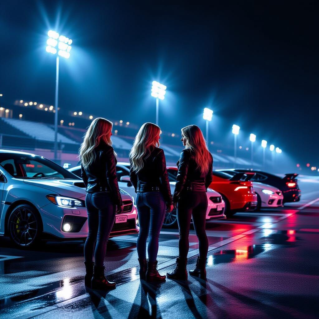 Night Race: Women and Cars in Cinematic Style