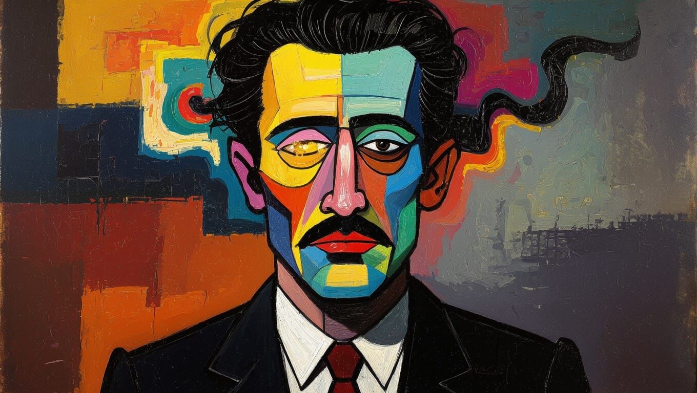 Surreal Neo-Expressionist Portrait of a Melting Head