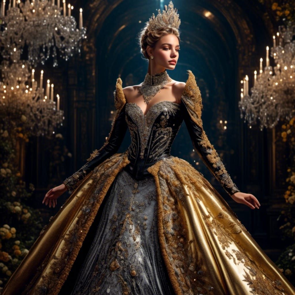 Sparkling Leather Ballgown on Beautiful Woman