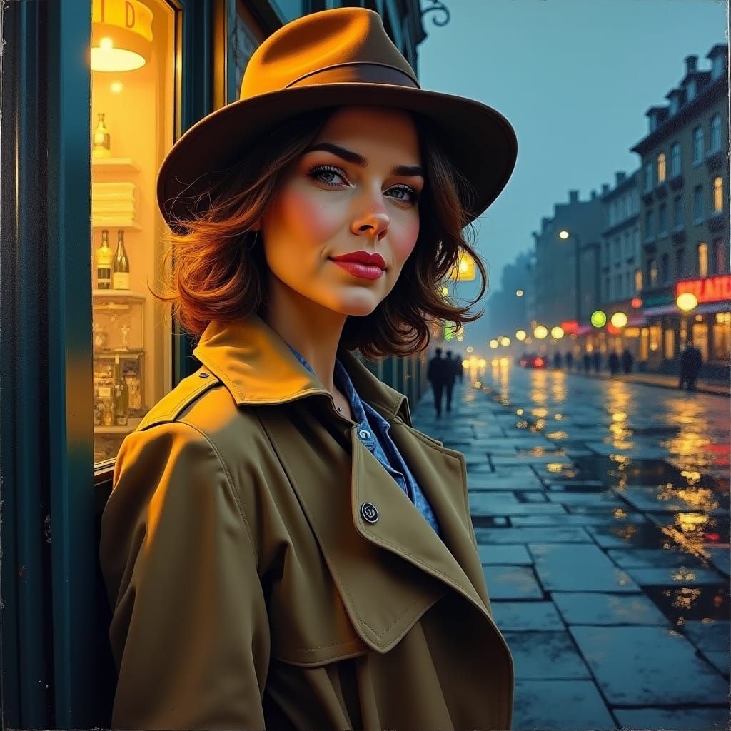 Woman in Fedora: Impressionistic Oil Painting