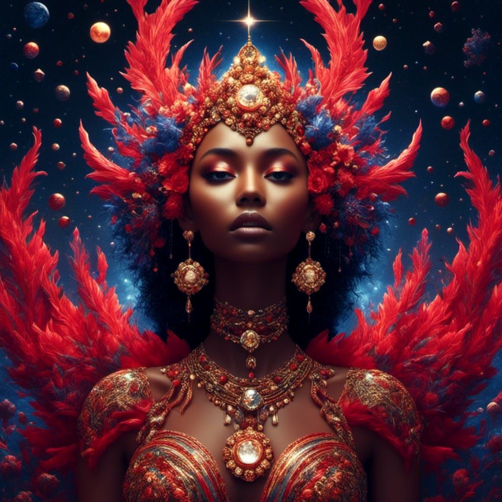 Hyperrealistic Aries Goddess of War, Digital Art