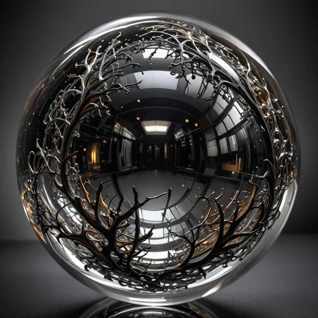 Nested Glass Spheres: Hyperrealistic Still Life