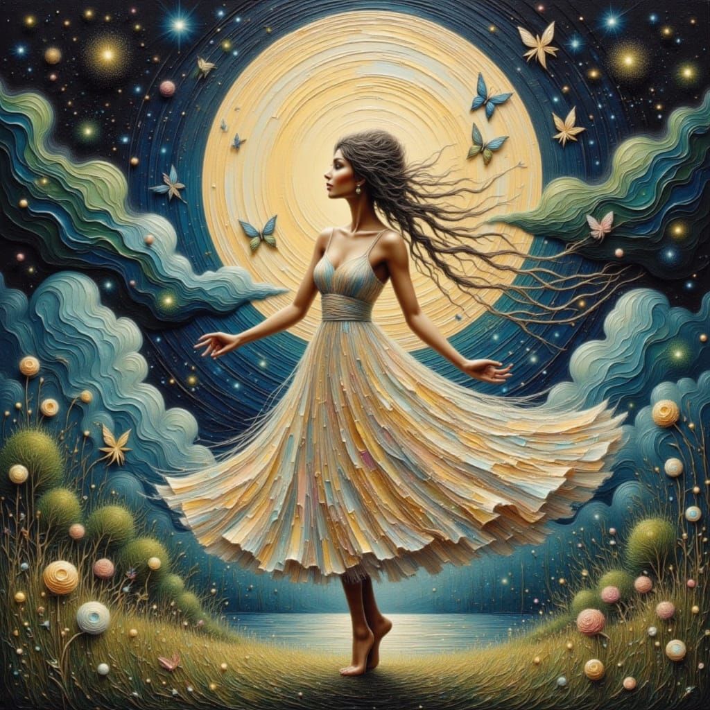 Moon Dancer in a Glittering Garden