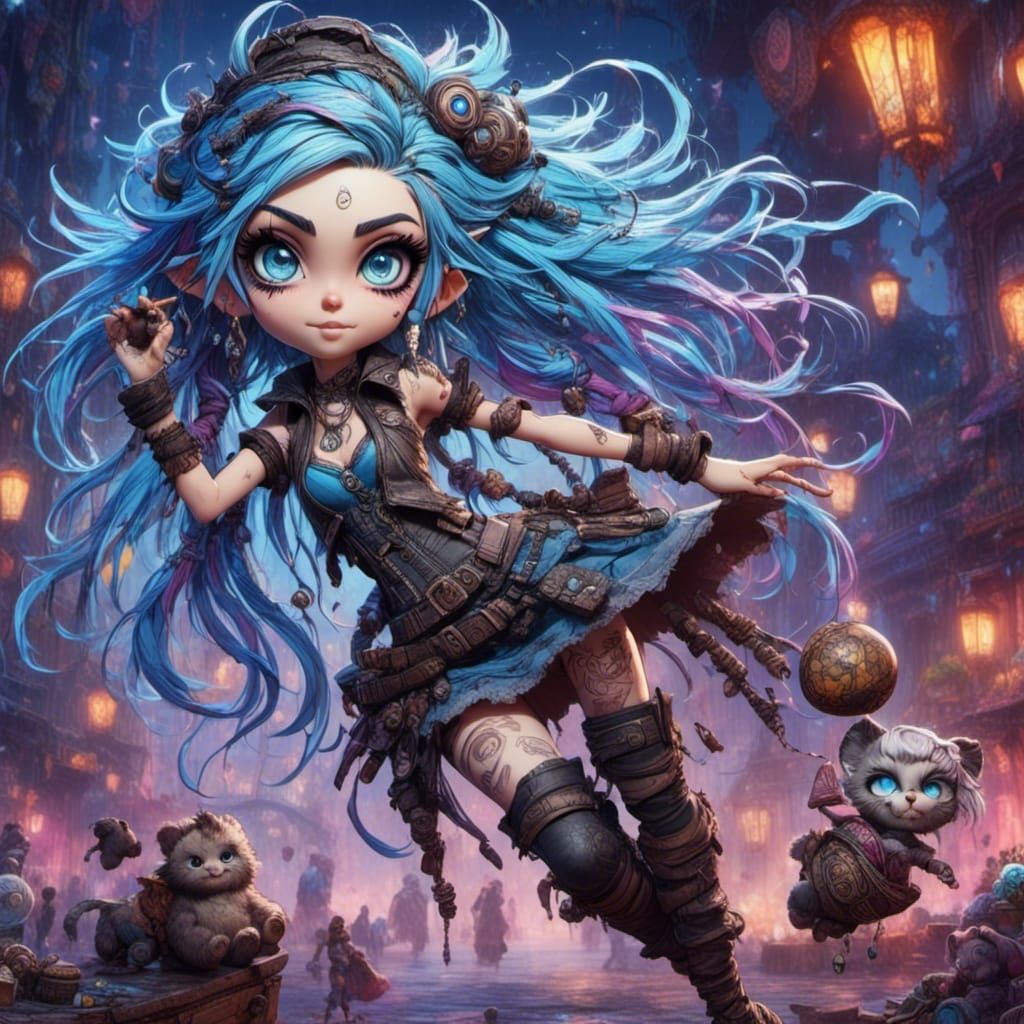 Jinx with Teddy Bear Bomb, Punk Pixie Style