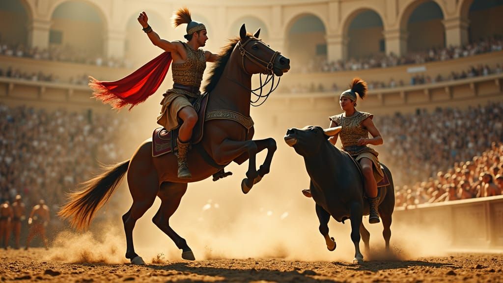 Nordic Acrobats Perform in Ancient Rome, Cinematic Style