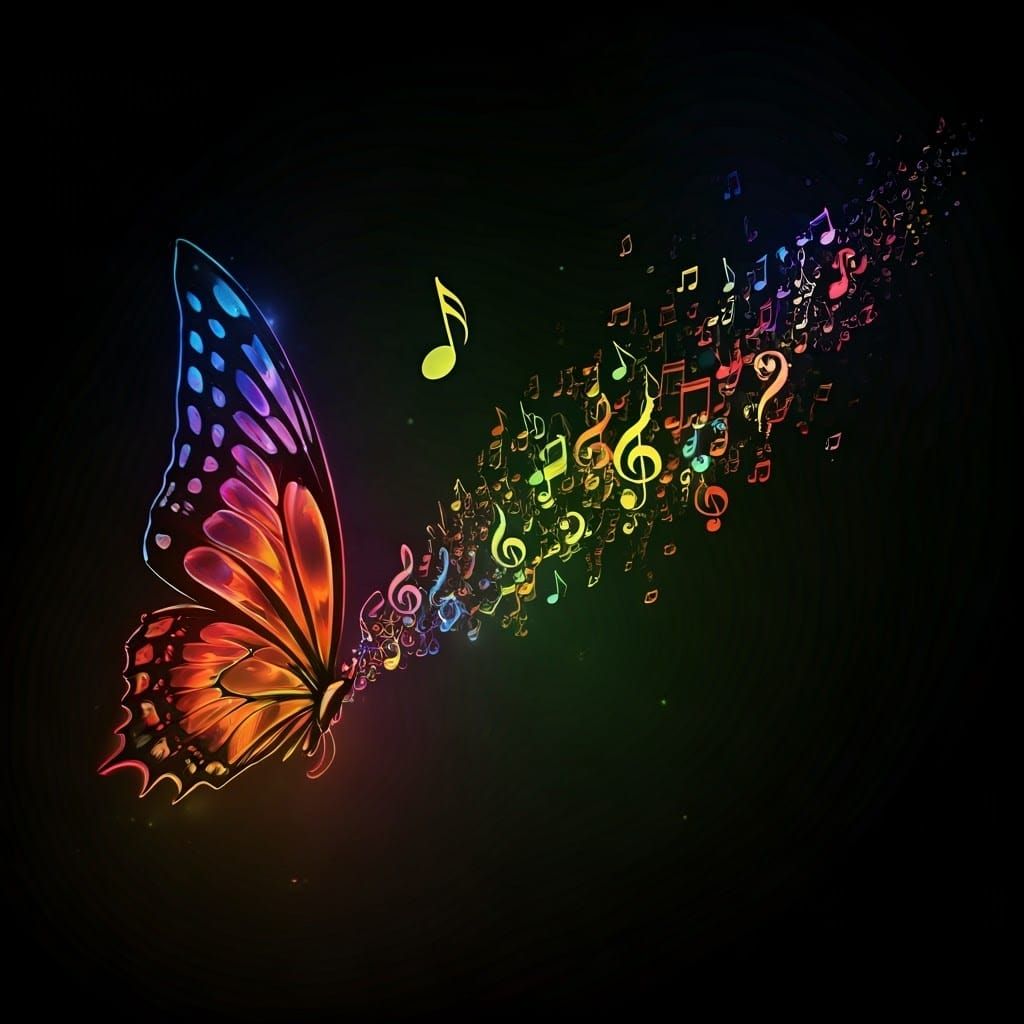 Neon Butterfly Creates Musical Notes