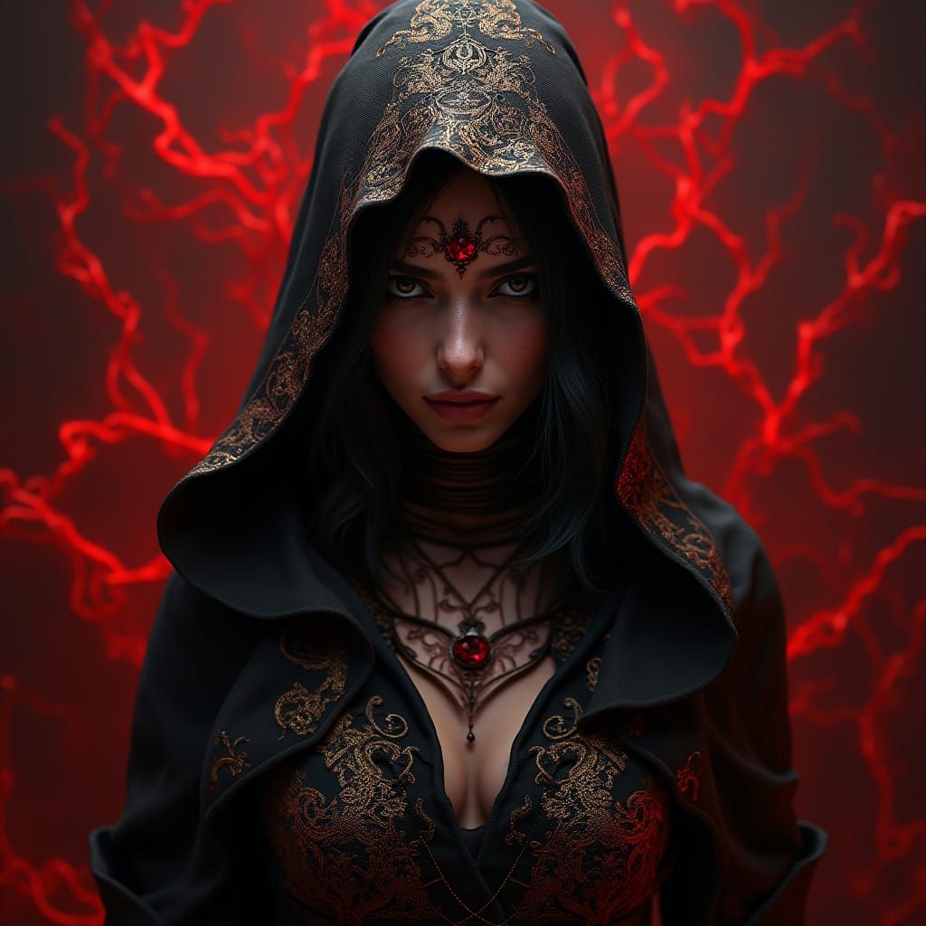 Ethereal Dathomir Witch, High-Contrast Digital Art