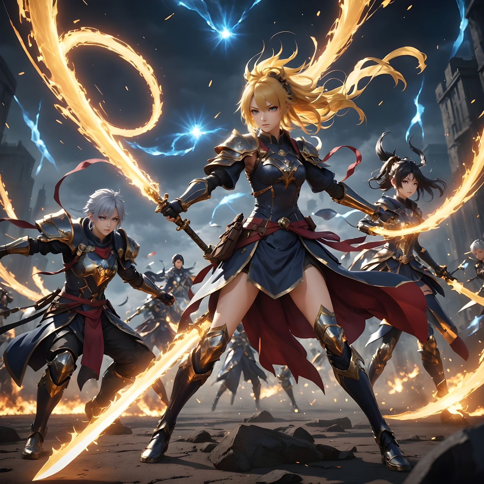 Epic Anime Battle with Glowing Powers