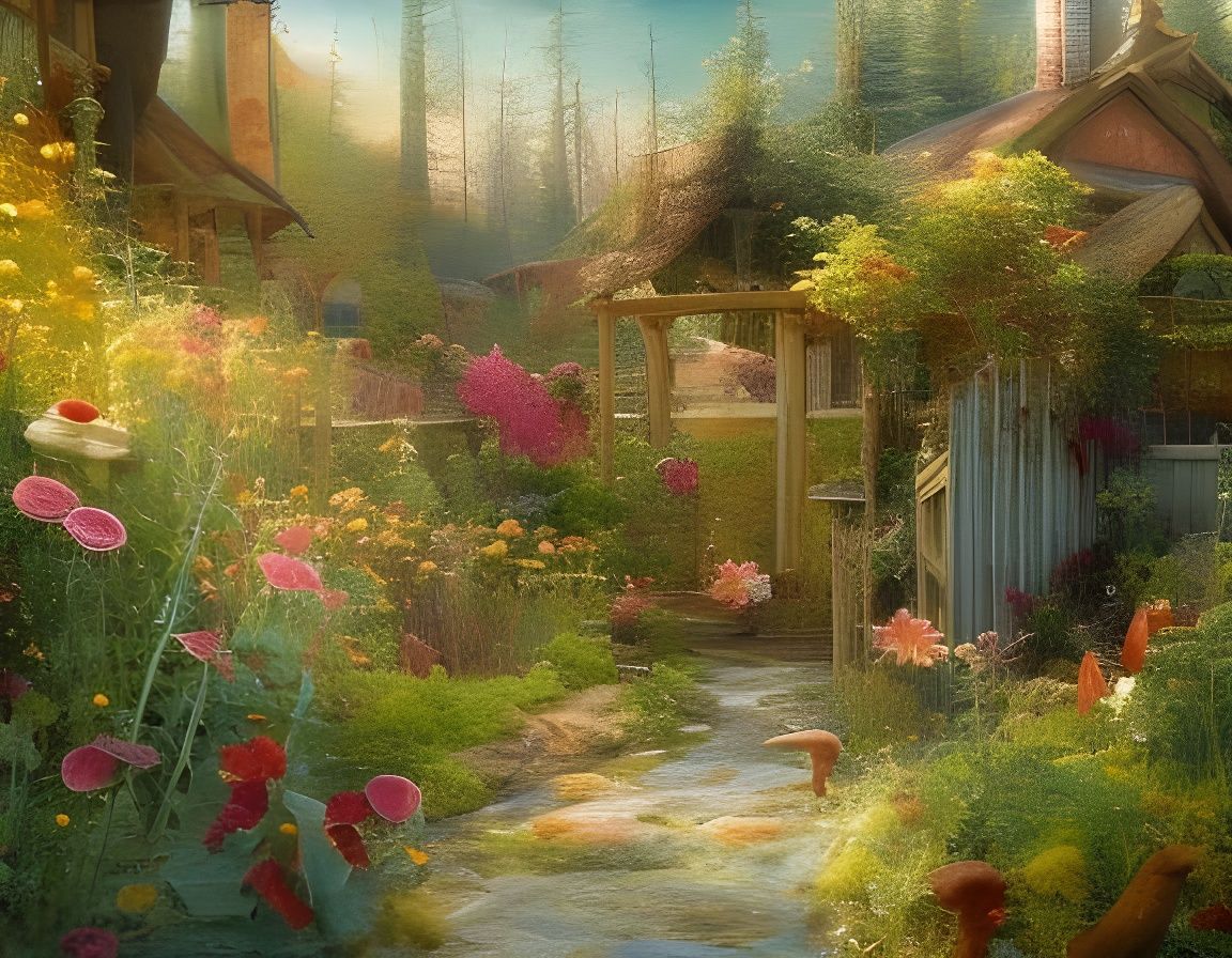 Surreal Architectural Window View with Street Scene