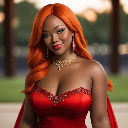 Fox-Girl in Red Gown, Professional Photography